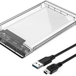 ANCIARY USB 2.0 2.5 Inch SATA to USB External Hard Drive Enclosure HDD / SSD, Transparent Hard Disk Box Enclosure (Pack of 1) DF1-23