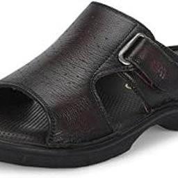 Men's Brown Leather Casual Open Toe Slippers-picture-9