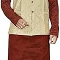 Ethnic Wear Kurta Pyjama With Jacket/Waistcoat/Blazer/Koti For Men- Red-24