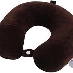 Adjustable 360 Degree Support Brown Round Luxury Neck Pillow:Extra Soft Neck Support with Washable Cover for Improved Sleep Travel in Airplane for Sleeping Men and Women-42