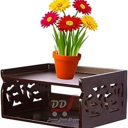 DDS Dream Decor Shoppee Multipurpose Set Top Box Holder Wall Shelf Beauty at its Best for WiFi Modem Display Rack Living Room Bedroom and Side Cutting Design (Brown)-picture-13