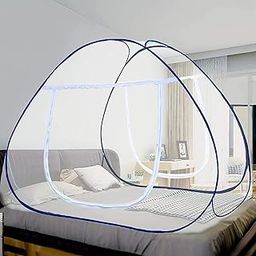 Pegaso Polyester Mosquito Net for Double Bed, Foldable, Strong 30GSM, High Durability, Foldable, Corrosion Resistant, Lightweight,PVC Coated Steel - King Size (6 * 6, Blue)-image-34