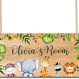 Custom Sign Personalized Bedroom Door Signs Wooden Room Decor Bedroom Accessories Rectangle Name Door Sign Plaques Custom Gifts UV Printed with Any Name for Son Daughter Kids Baby Toddler (Design 5)-picture-11