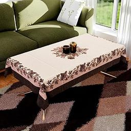 Kuber Industries Center Table Cover | 40x60 Inch | Indoor & Outdoor Table Cover | Net 4 Seater Table Cover | Table Protector Cover for Home | Rose Digital Embroidery Print-640 | CTC | Brown-image-9
