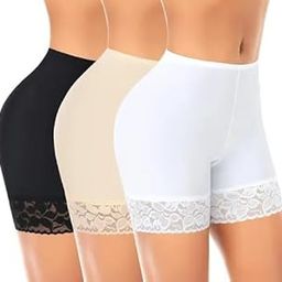 Women Cotton Blend Stretchable Under Skirt Short Women Skiny Shorts Tights Shorts 4 Way Stretchable Fabric Pack of 3 Cream/White/Black-image-4