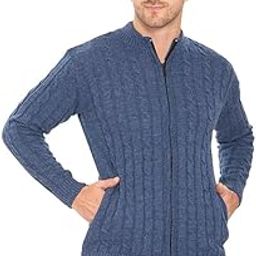 Mens Full Sleeves Zipper Sweater Blue-image-90