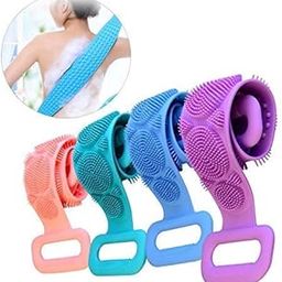 Bhadani Sales Silicone Back Scrubber for Shower, 35.4 inch Bath Body Brush, Double Side Spa Massage Exfoliating Back Brush Belt Scrubbing Pad - Multi-image-7