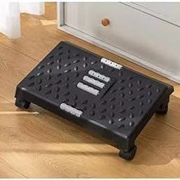 divinezon Under Desk Footrest Cushion for Ergonomic Adjustable Wheels With Massage Roller for Pain Relief Stool | Black-11