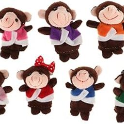 LR Decor Finger Puppets Set, Five Little Monkeys Jumping on The Bed with Mommy Monkey and Doctor Monkey-image-9