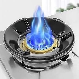 Aurmiya Black Gas Saver Burner Stand Gas Chula Burner Stand Jali Ring Fire & Windproof Energy Saving, Gas Chula Support Stand 4 Legs Supported For Indian-image-84