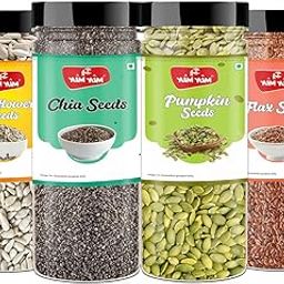 YUM YUM Edible Seeds Combo for Eating 800g (Pack of 4-200g Jar Each) Roasted Seeds Mix (Chia, Sunflower, Pumpkin, FlaxSeed) - Mixed Seeds | Diet Snacks | Mix Seeds-image-85