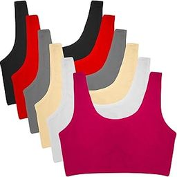 Dressably Pack of 6 Teen Solid Beginner Bras,Sports Bras,Teenager Bra for Girls/Kids Half Slip & Croped Camisole-image-33