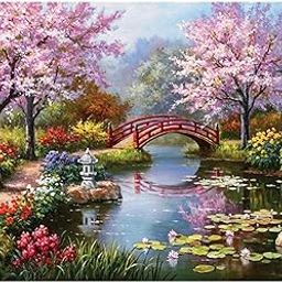 DRAVYONEY 5D Diamond Painting Kit River Bridge Landscape – Full Drill DIY Diamond Art with Crystal Rhinestones, Complete Craft Kit for Adults & Kids (1Pcs) (30 x 40 cm)-image-7