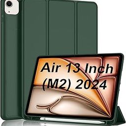 TGK Soft Flexible with Pencil Holder Trifold Flip Back Case Cover for iPad Air 13 Inch M2 2024 (Green)-image-91