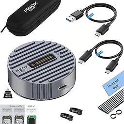 M.2 NVMe NGFF SSD Docking Station - PiBOX India Dual Protocol NVMe SATA Dock USB 3.0 10Gbps, Heavy Aluminum M.2 SSD Dock with Heat Dissipation, Tool-Free M Key B&M Key 2230/2242/2260/2280 RTL9210B-9