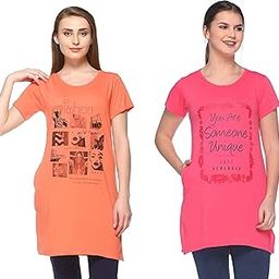 Women's Longline Side Pockets Side Slits Sleepwear Tshirts Combo (Pack of 2) (2CMTLPA7706A7_XL)-picture-11