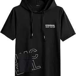 jump cuts ||Mens Printed Tshirt||Hooded Neck||Halfsleeve Hoodie for Men||Single Front Pocket Tshirt-picture-26