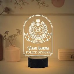 Gift Me Bazar Personalized Police Officer LED Table Lamp Customized with Name & Logo Birthday Gift for Police Officer Home & Office Desk Table Light | Warm White Light & USB Powered-16