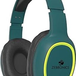 ZEBRONICS Thunder Bluetooth 5.3 Wireless Over Ear Headphones with 60H Backup, Gaming Mode, Dual Pairing, Enc, Aux, Micro Sd, Voice Assistant, Comfortable Earcups, Call Function (Teal Green)-1
