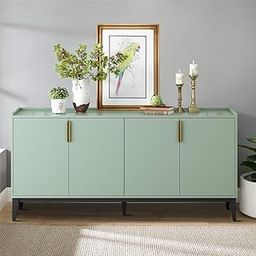 TGF Furniture Store Modern Sideboard Cabinet with 4 Doors – Mint Green Storage Buffet Console with Gold Handles & Black Metal Legs, Wooden Accent Cabinet for Living Room, Dining Room & Entryway-image-104