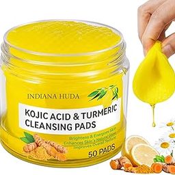Indiana Huda Kojic Acid and Turmeric Cleansing Pads, 50 pieces | Brightening and Energizing Facial Pads|Vitamic C Enriched|For Glowing Skin|Deep Cleaning Effect|Natural Healing Properties|For All Skin Types-picture-33