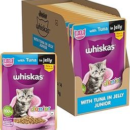 Whiskas Kitten (2-12 Months) Wet Cat Food, Tuna in Jelly, 80 g, Pack of 14, Hydrating Food Made With Real Fish, 100% Complete & Balanced Nutrition for Kittens-image-37