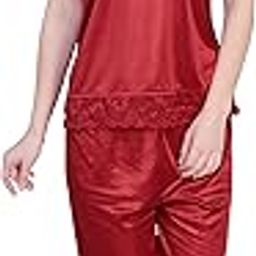 Satin Stylish Capri and Top Maroon-image-74