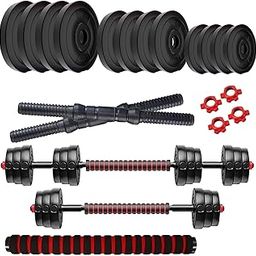 Amazon Brand Symactive 26 Kg 3-in-1 Convertible Dumbbells Fitness Kit | Full Body Workout (1 Kg x 4 + 2.5 Kg x 4 + 3 Kg x 4 Weight, 14'' Dumbbell Rods Pair & Nuts, 1 Cushioned Connector Rod)-image-63