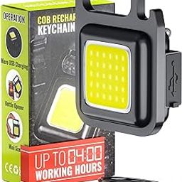 Ubrave Portable Flashlight Keychain [1000Lumens Extra-Bright] Type-C Rechargeable, 4 Light Modes, COB Keychain Work Light, Mini Keychain Flashlight with Foldable Stand and Bottle Opener, 1 in Pack-2