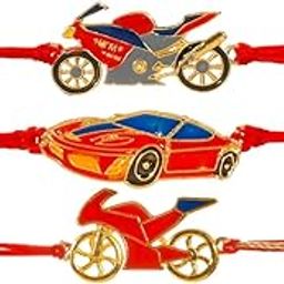 Kizzi Sports Car Bike Rakhi Bracelet with Greeting Card Combo for Unisex Kids & Adult (Set of 3)-image-22