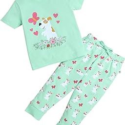Green Girls Half Sleeves T-Shirt & Pyjama Set (Peb9258)-image-78