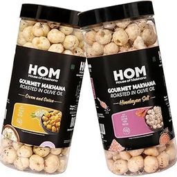 H O M House Of Makhana 130g Cream and Onion And Himalayan Salt Gourmet Makhana Jar Roasted in Olive Oil, Flavored Makhana Pack of 2 (65gX2)-image-64
