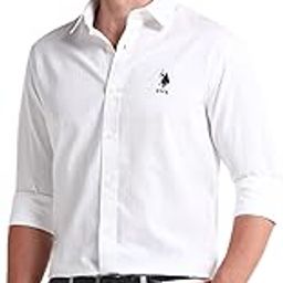 Mens White Geometric Collared Neck Long Sleeve Men's Casual Shirts-image-52