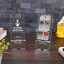 GKD Mobile Stand for Table Compatible with All Cell Phone Stand Samsung Apple iPhone oneplus mi realme 3 Level Phone Holder with Charging Slot Crystal Finish Premium Corporate Gifts-image-13