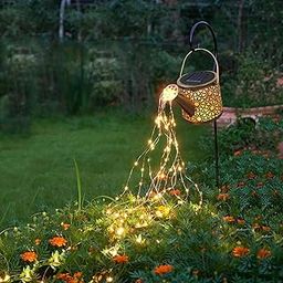 Solar Watering Can With Hook Outside Patio Decor Gardening Present, Solar Outdoor Garden Lights Waterproof With Cascading Lights For Garden Decor, Retro Metal Hanging Solar Lantern String Lights (1)-image-71