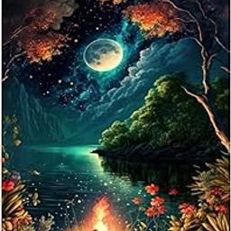 hyzsj Large 5D Diamond Painting Kits for Adults Lake Moon Diamond Painting Home Wall Decor 27.4x15.7 inch-image-11