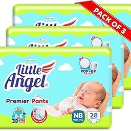 Little Angel Premier Pants Baby Diapers, New Born (NB) Size, 84 Count, Combo Pack of 3, 28 Count/Pack with Wetness indicator, up to 5 Kg-image-63
