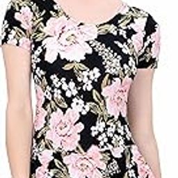 Women's Nylon U-Back Padded Half Sleeves All Over Printed One-Piece Swimdress with Boy Leg (LA_LS_001_Multi)-picture-22