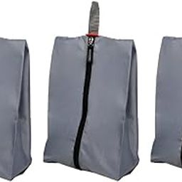 Shoe Bag with Zip Closure-Grey, Waterproof Polyester Fabric, Durable Zipper Closure, Portable & Lightweight, Reusable Shoe Organizer for Sports, Gym & Business Trips (Pack of 3)-image-64