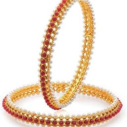 Artistically Gold Plated Moti Bangles for Women-25
