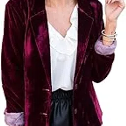 quecy Women's Velvet Solid Coat (Claret | XL)-picture-21