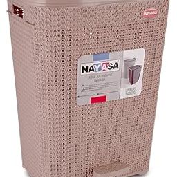 Nayasa Pedal Rope 57 Ltr With Lid Plastic Laundry Basket | laundry bag for clothes | Clothes & Bathroom Use, Beige-image-7