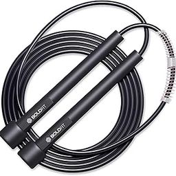 Boldfit Skipping Rope for Men and Women Jumping Rope With Adjustable Height Speed Skipping Rope for Kids, Women, Girls Rassi Jumping Men for Exercise, Gym, Sports Fitness - Black, Polyvinyl Chlorine-55