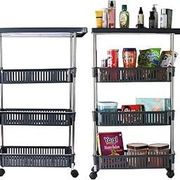 Homestic Pack of 2 Storage Rack with Wheels | Slim 4-Layer Storage Organizer Rack | Kitchen Spice Rack | Multipurpose Storage Rack for Home-Office-Hospital | Cutlery Kitchen Rack | Grey-image-77