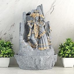 Global Grabbers Polyresin Table Top Indoor Outdoor Water Fall Fountain with LED Lights Home Decor Decoration Gift Gifting Items-STN_GRY-SF67-image-44