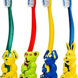 Buddsbuddy BPA Free Animal Shaped Ola Kids Soft BristlesTooth brush, 2yrs+ Multicolor (Combo of 4)-image-1