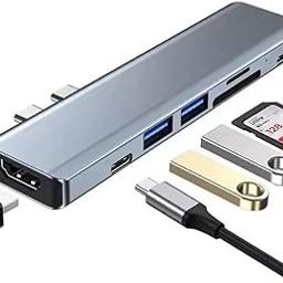 OBDKing 7 in 1 Dual USB Type C Hub for MacBook Pro and Air – Multiport USB C Docking Station with 4K HDMI, USB 3.0, USB 2.0, SD and TF Card Reader-image-35