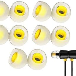 DREAMY10 Pieces (5 Pairs) Replacement Earbud Ear Tips Earphone [Fit Inner Hole 3.8mm - 4.2mm Headphones], Hybrid Silicone Tips 10 PCS (Universal Size) (Yellow & White)-image-94