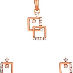 92.5 Sterling Silver Pendant With Studs (Earring) Jewellery Set for Women & Girls (Rose Gold)-image-63