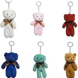 Mini Teddy Keychain – 6 Cute & Fluffy Teddy Keyring for Boys & Girls. Perfect Birthday Return Gift-11